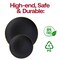 Black with Gold Rim Organic Round Disposable Plastic Dinner Plates - 10.25" (120 Plates)